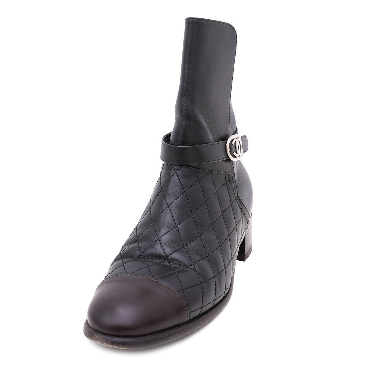 Chanel Bicolor CC Quilted Ankle Boots 39.5