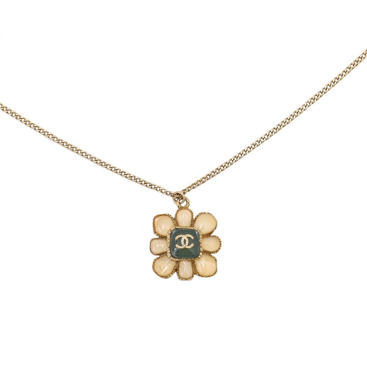 Chanel Bicolor CC Resin Pendant Necklace