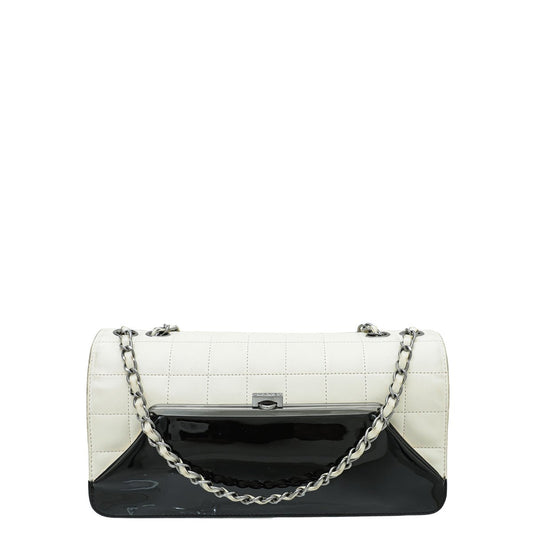 Chanel Bicolor Chocolate Bar Kiss Lock Flap Medium Bag