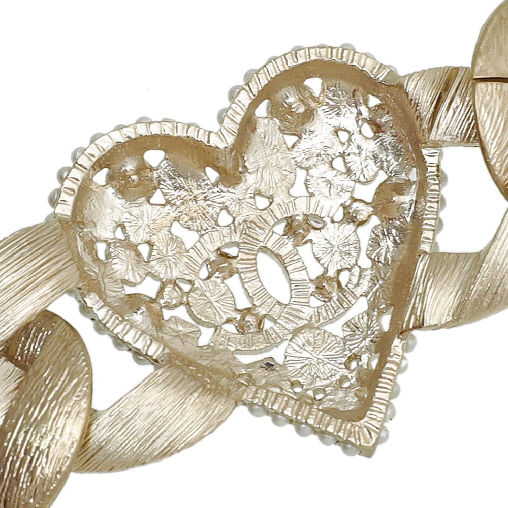 Chanel Bicolor Chunky Chain Heart Bracelet