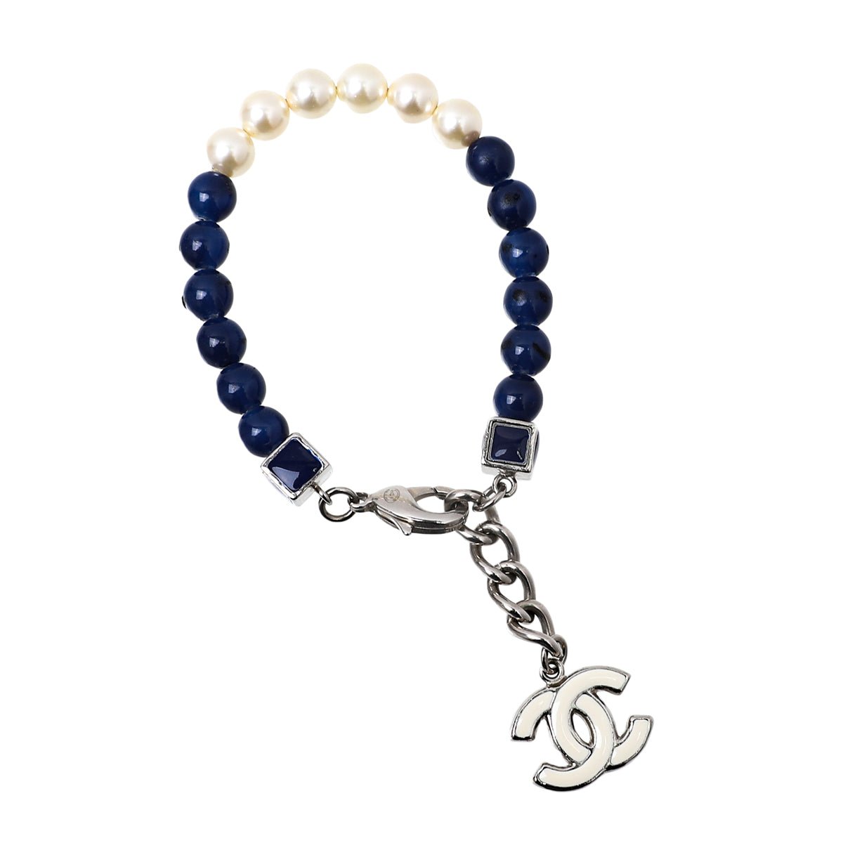 Chanel Bicolor Faux Pearl CC Enamel Bracelet