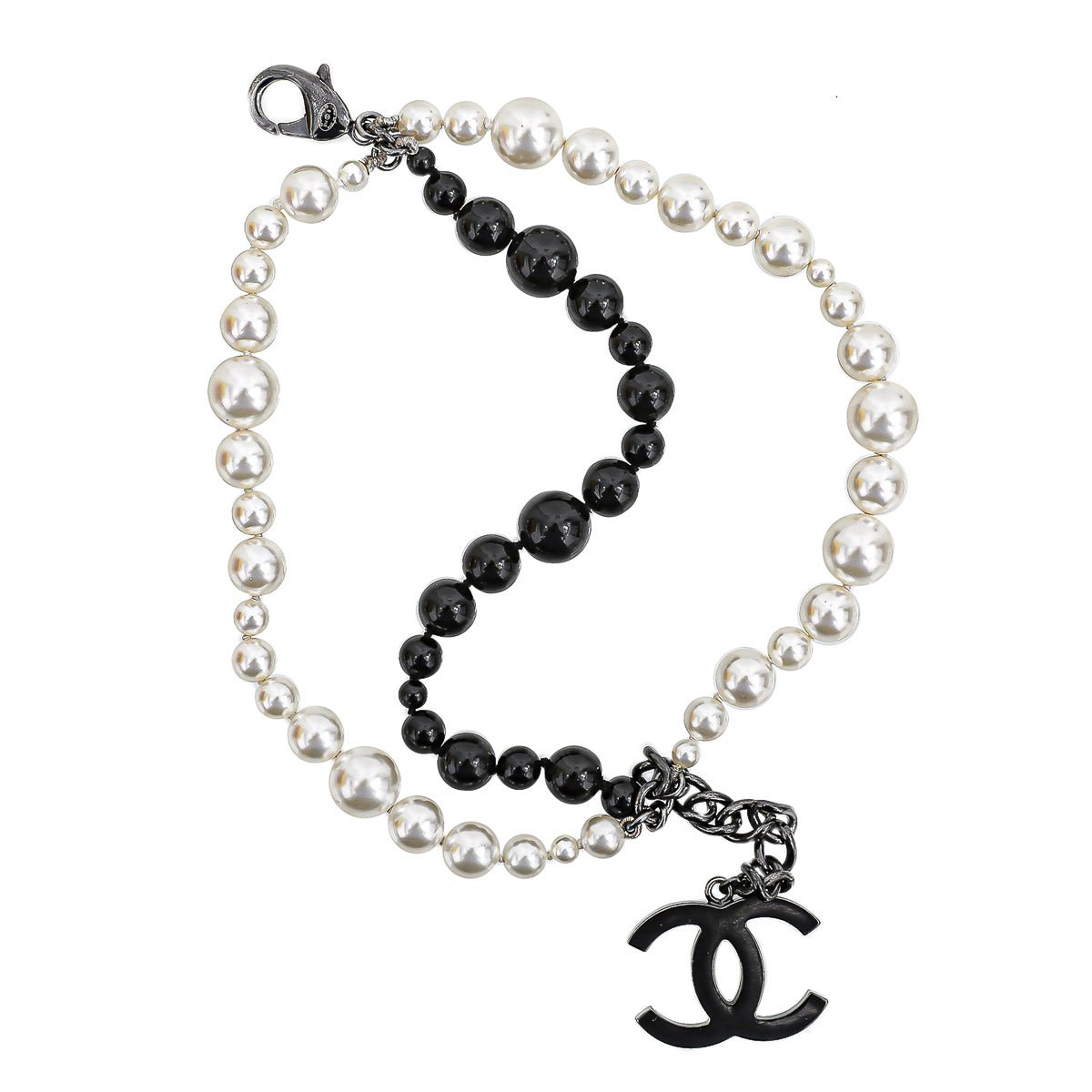 Chanel Bicolor Faux Pearl CC Logo Bracelet