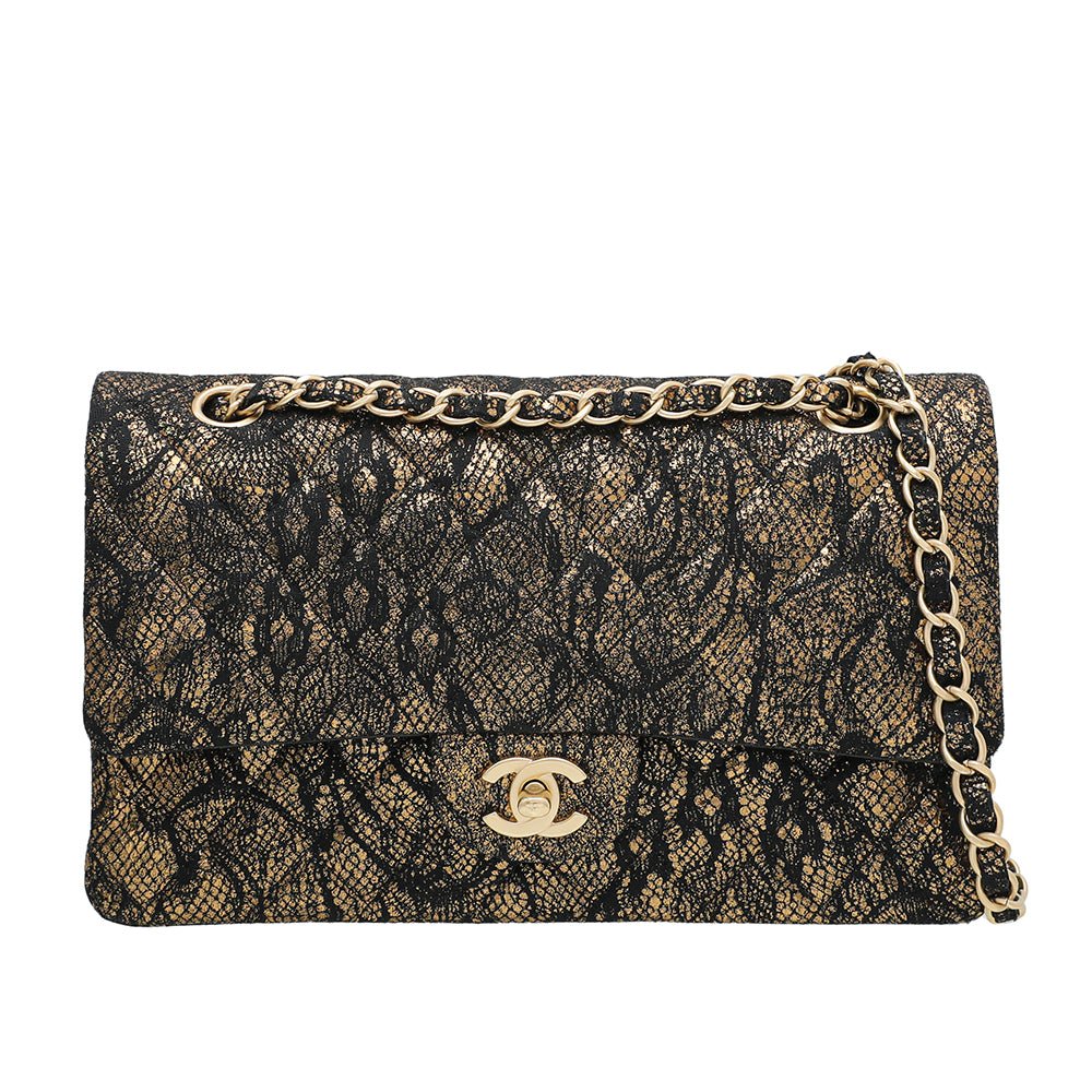 Chanel Bicolor Lace Metallic Flap Medium Bag