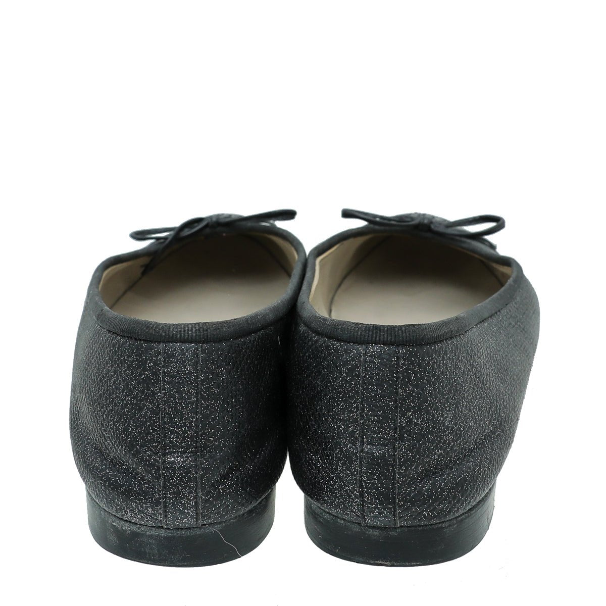 Chanel Black CC Cap Toe Bow Flat Ballerina 37.5
