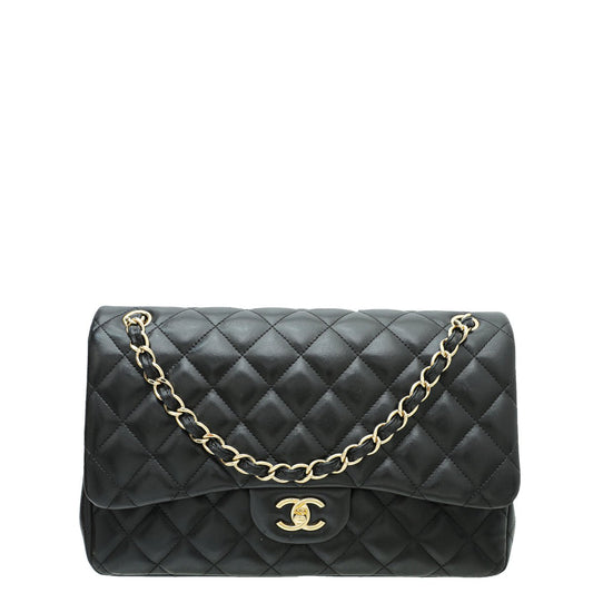 Chanel Black CC Classic Double Flap Jumbo Bag