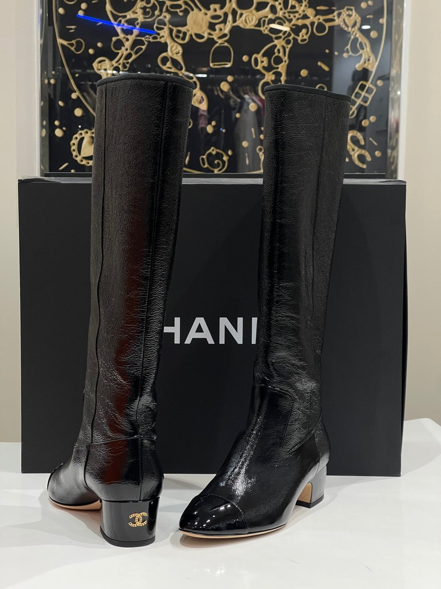 Chanel - Bottes noires scintillantes T38,5