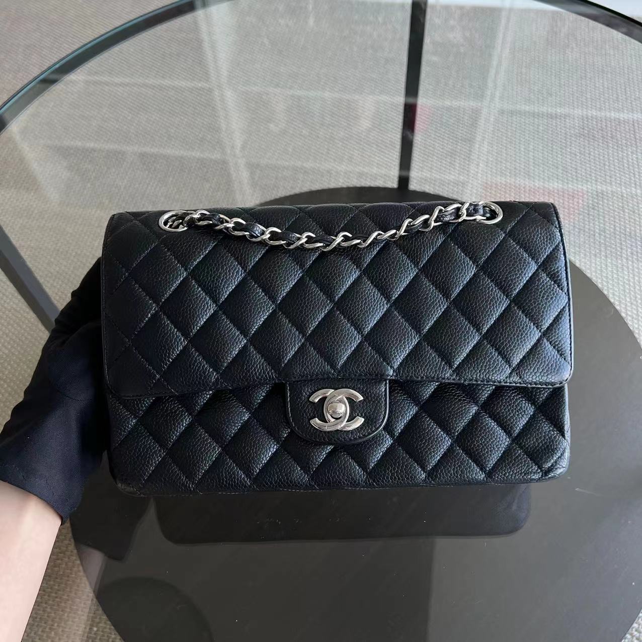 Chanel Classic Flap Caviar Double Flap Quilted Calfskin Black SHW No 14