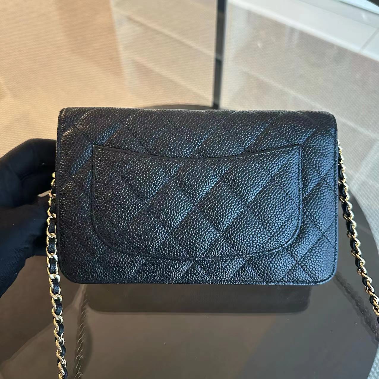 Chanel Caviar WOC Wallet On Chain Quilted Calfskin Black GHW No 18