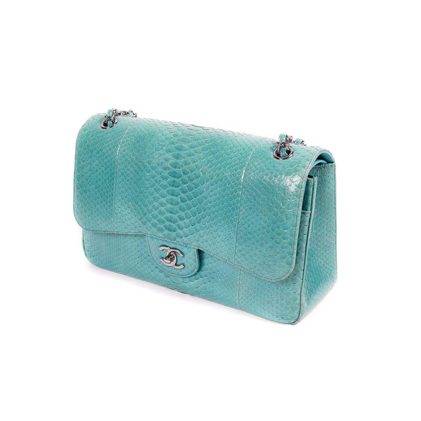 Chanel Classic Python Jumbo Double Flap Bag