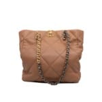 Chanel 19 East West Shopping Tote In Calfskin Dark Beige