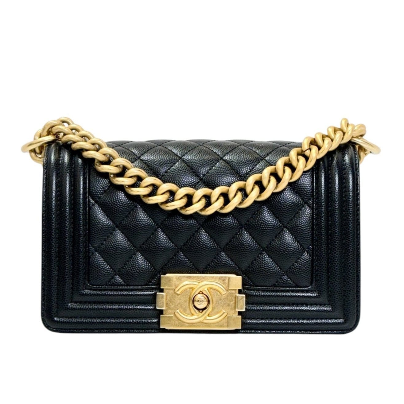 CHANEL BLACK MEDIUM BOY WITH GOLD HARDWARE 122419A04