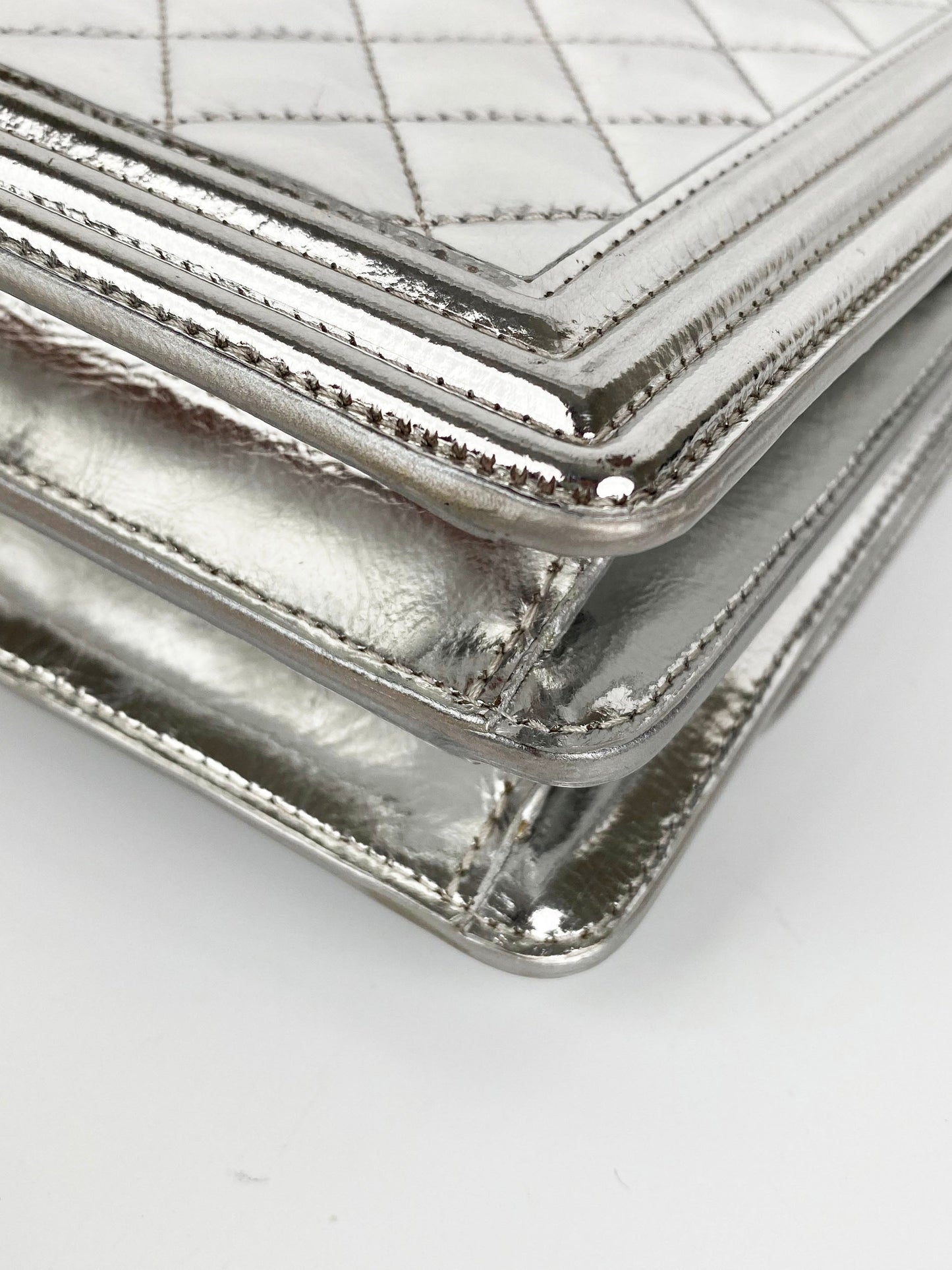 Chanel North South Silver Boy Bag