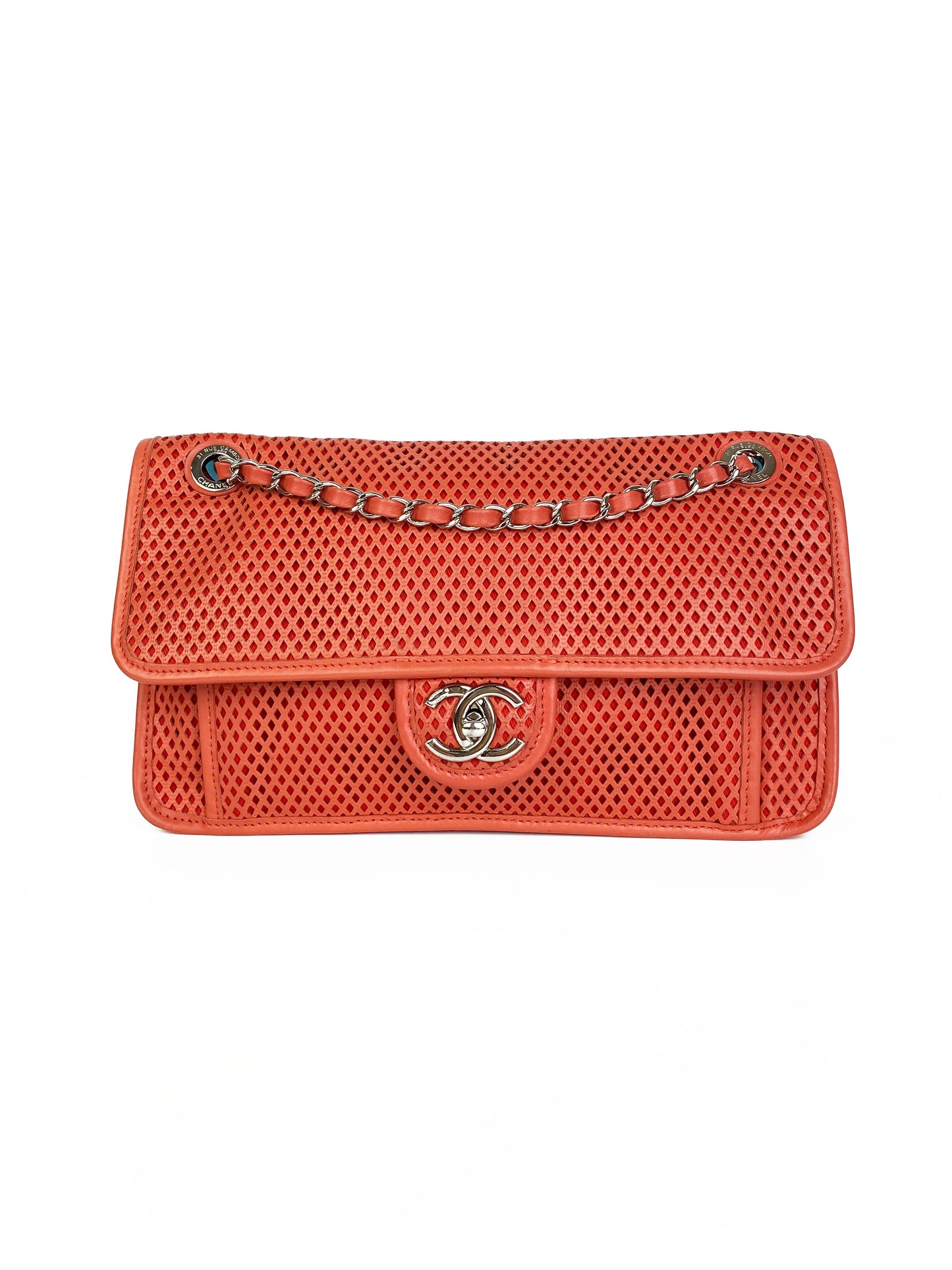 Chanel Medium Peach Perforated Classic Flap Bag