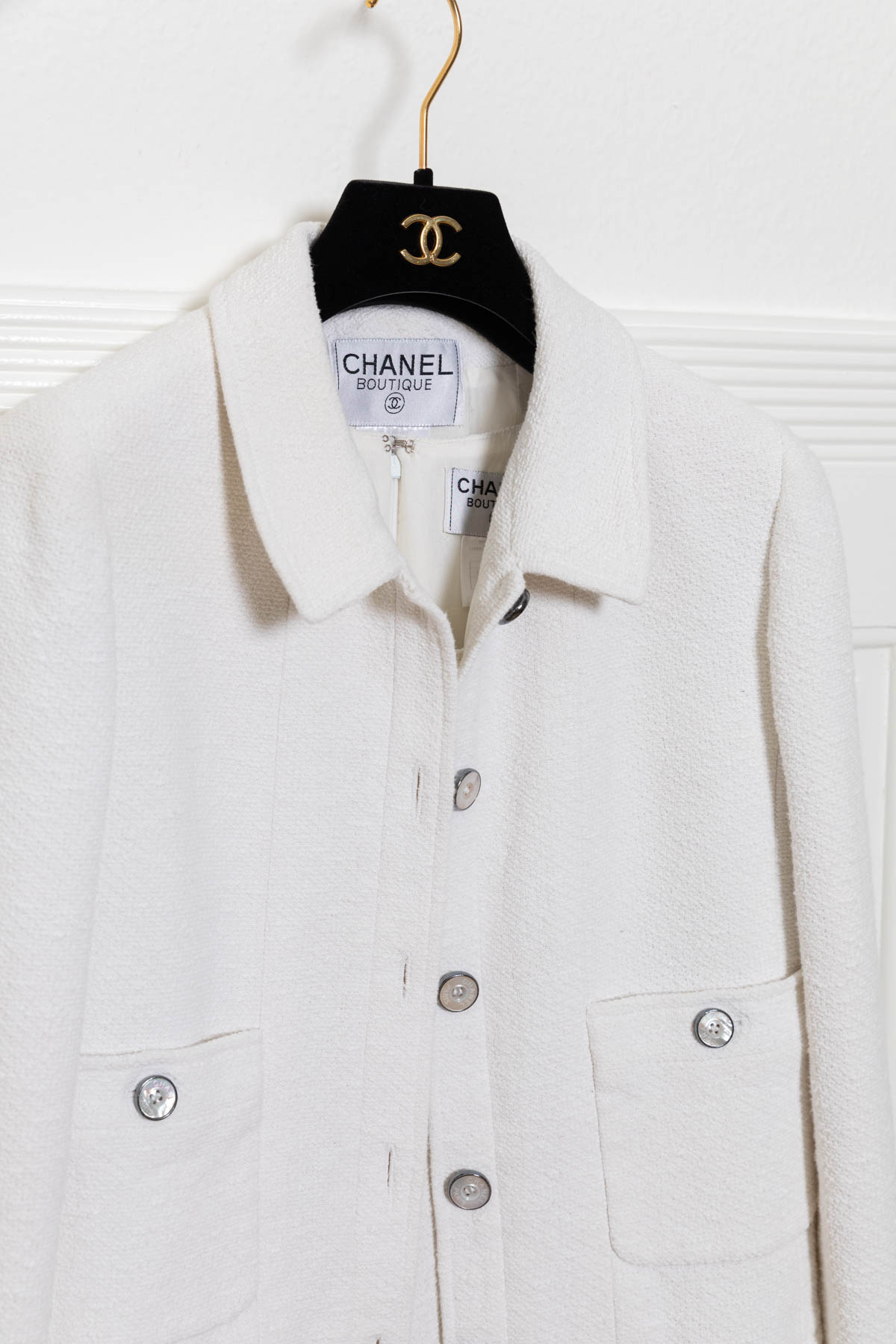 CHANEL Blazer & Dress Tweed White
