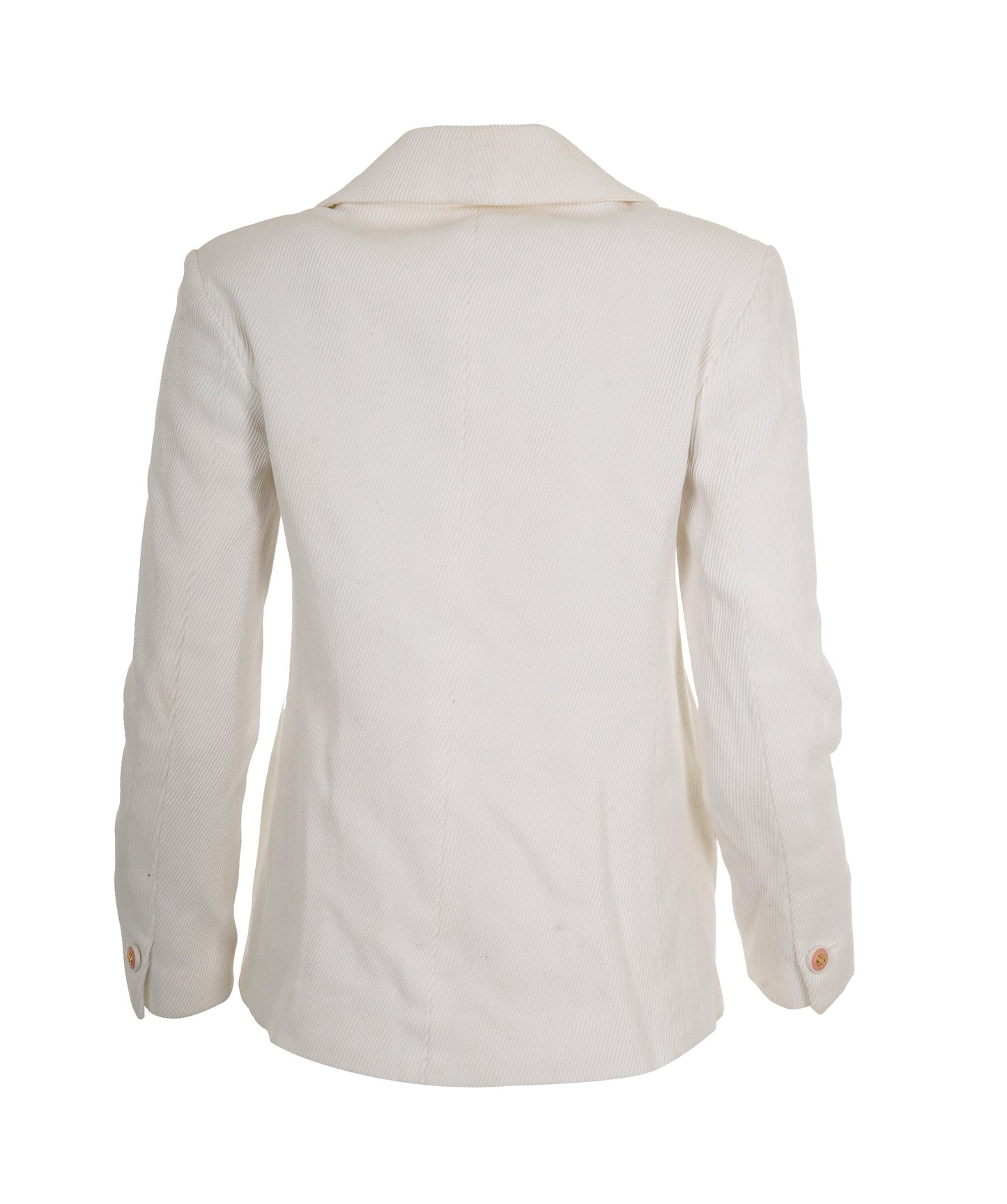 Chanel 2015 White Cotton CC Ribbed Blazer Jacket FR40 AGC2202