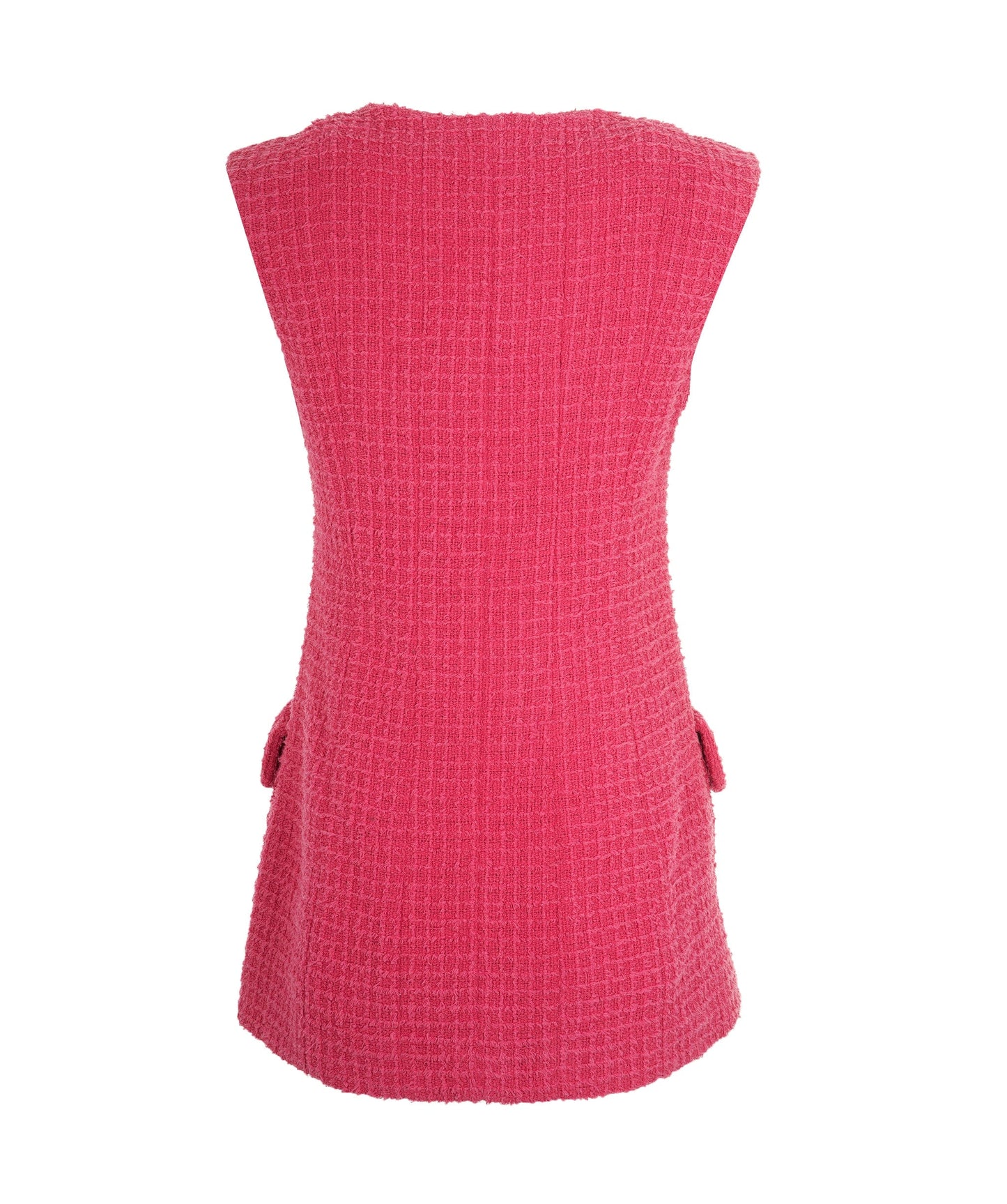 Chanel 22S Pink Tweed Rhinestone CC Long Waistcoat/Dress FR36 AGC2205