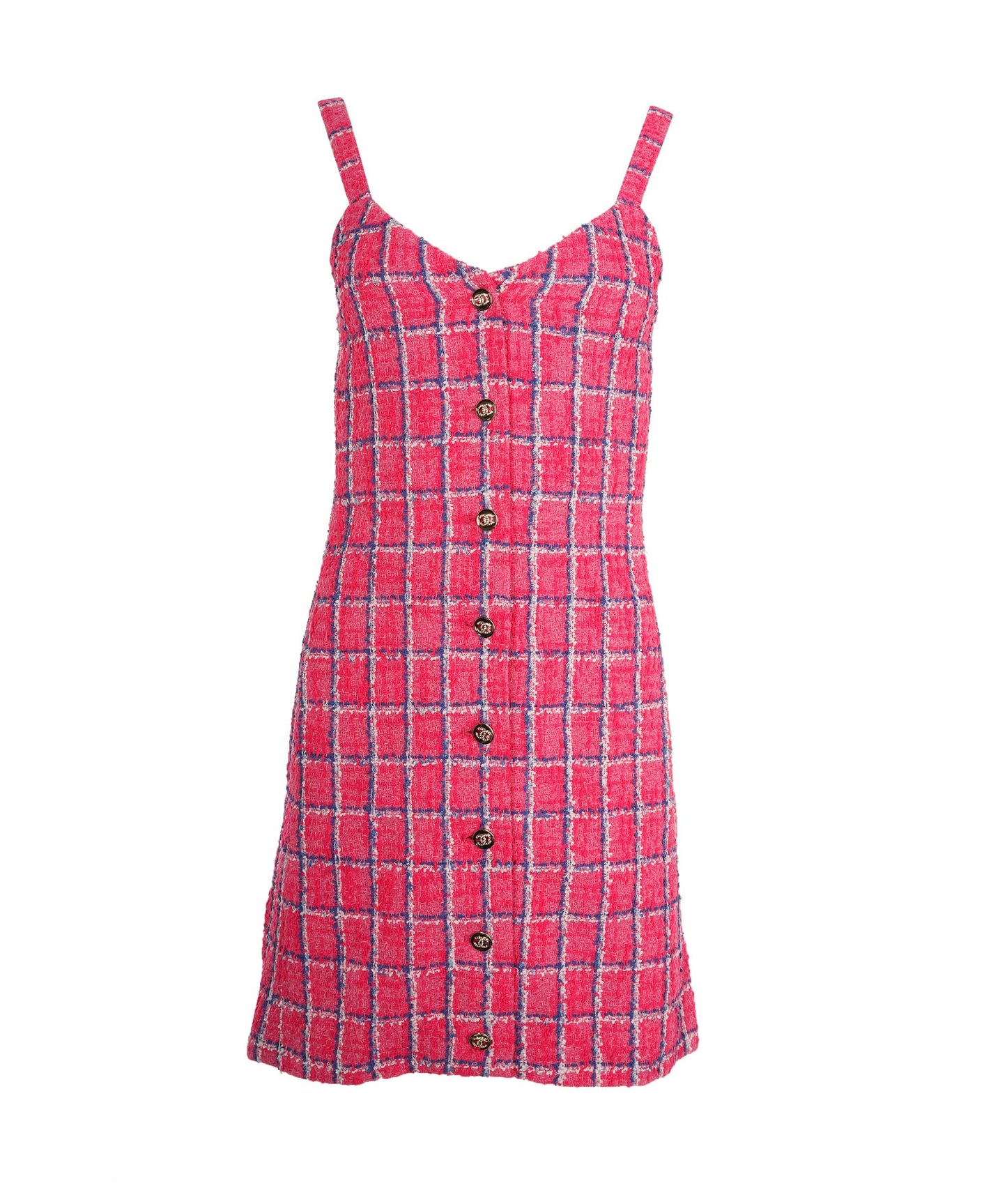 Chanel 24C Pink Tweed CC Button Down Mini Dress FR34 AGC2207