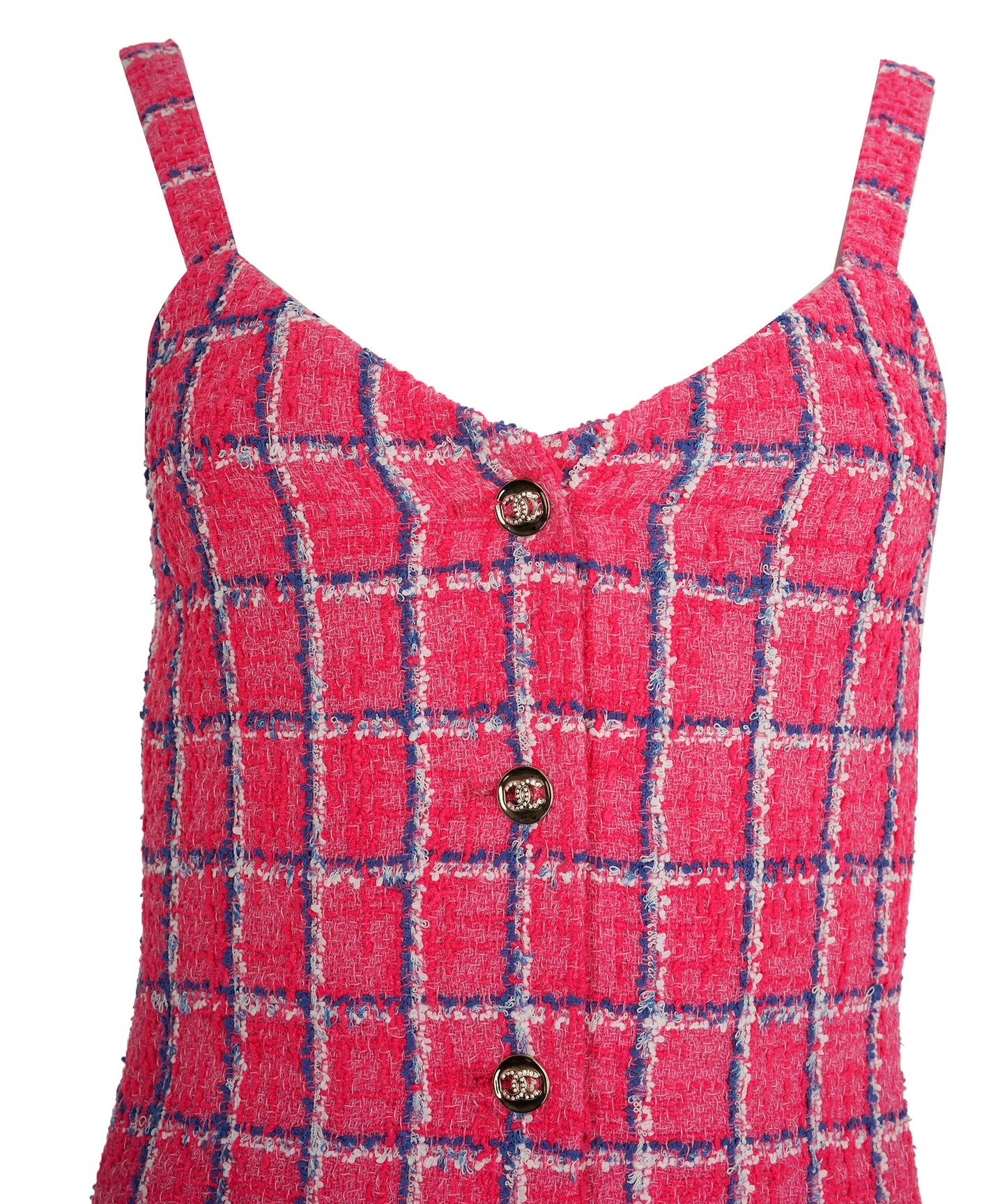 Chanel 24C Pink Tweed CC Button Down Mini Dress FR34 AGC2207