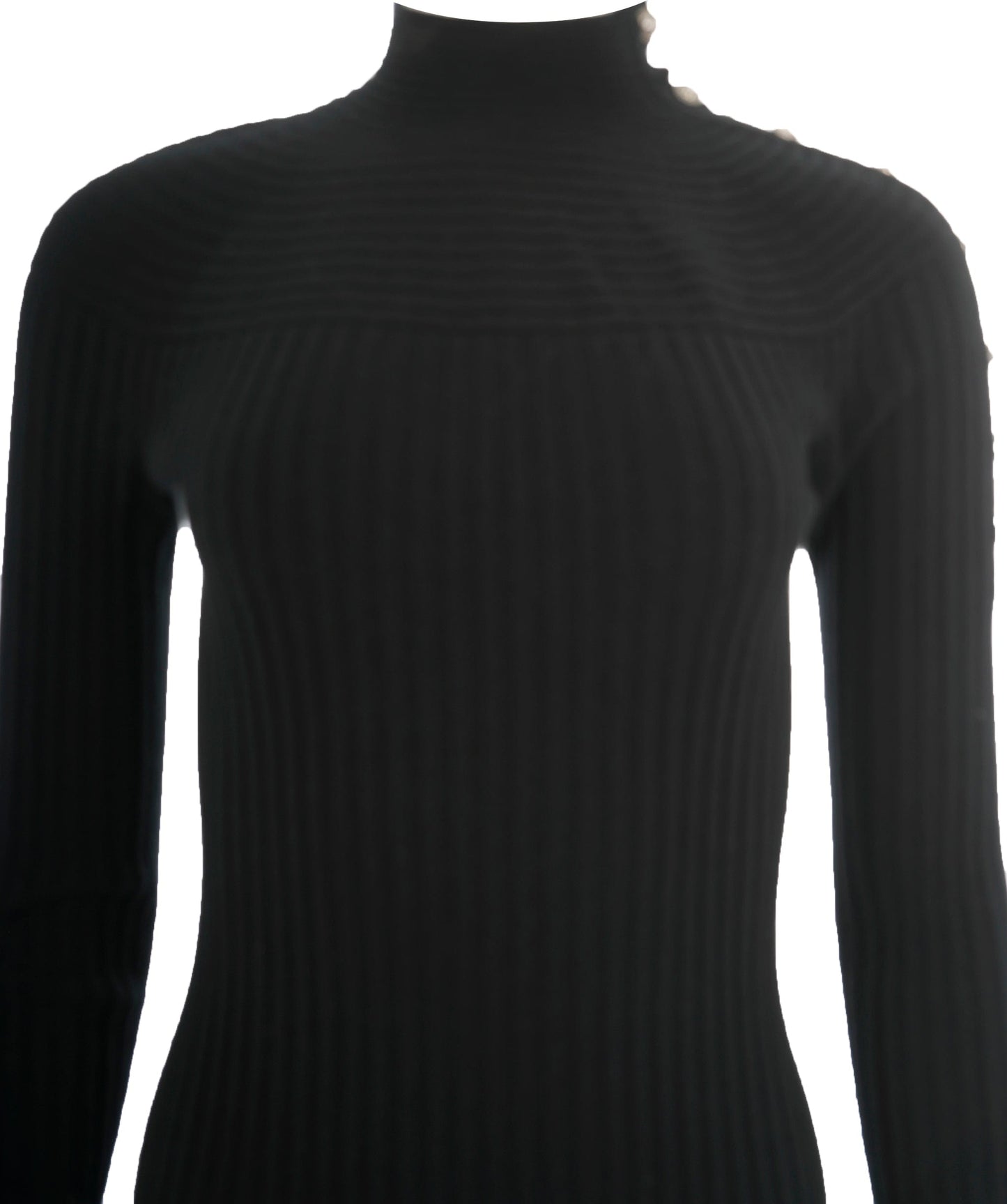 Chanel black cashmere ribbed turtleneck with big logo detail ABL0046