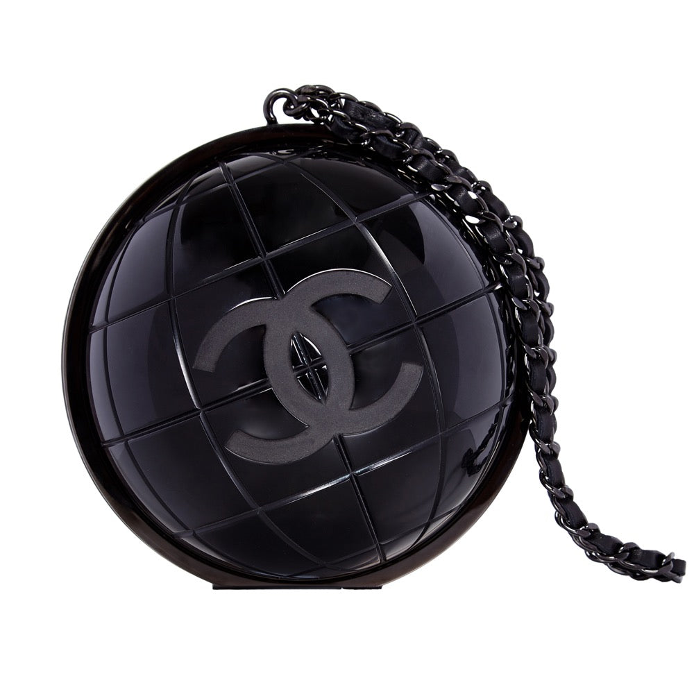 CHANEL Black Globe Minaudiere Clutch