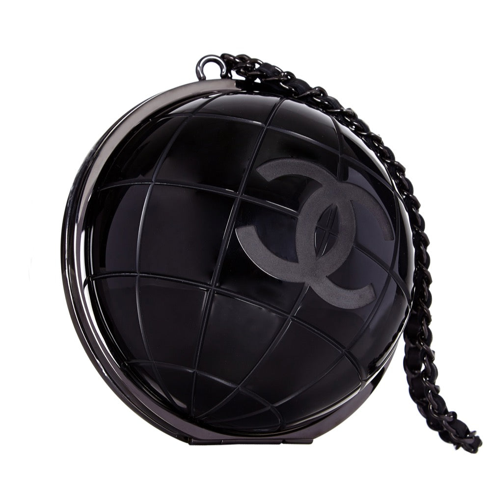 CHANEL Black Globe Minaudiere Clutch