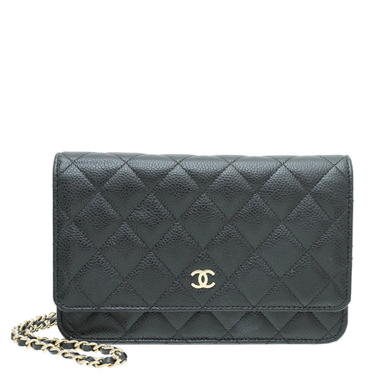 Chanel Black CC Classic Wallet On Chain