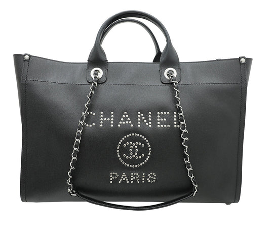 Chanel Black CC Deauville Studded Bag