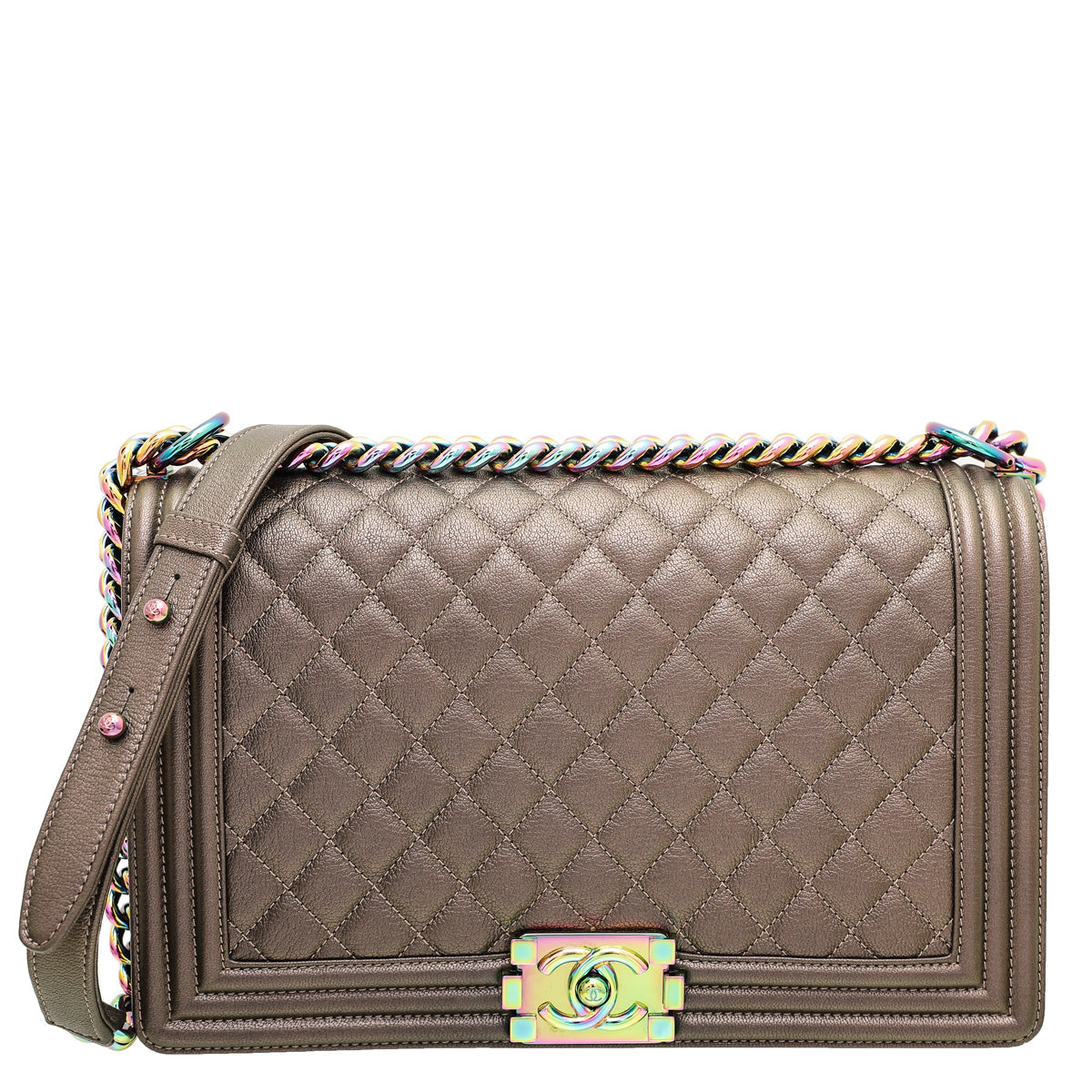 Chanel Bronze Boy Iridescent Goatskin Medium Bag