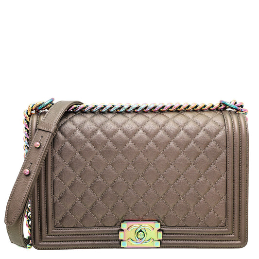 Chanel Bronze Boy Iridescent Goatskin Medium Bag