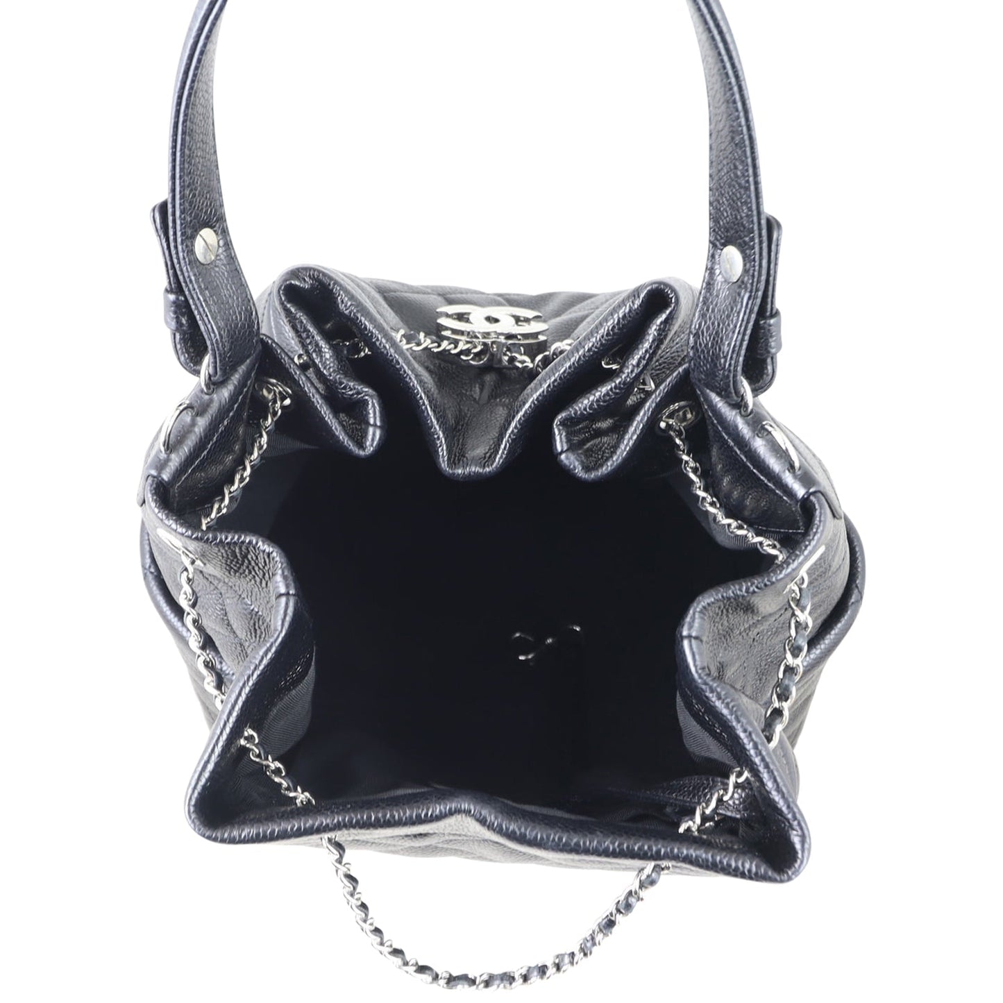 Chanel Quilted CC Drawstring Bucket Bag | Black Soft