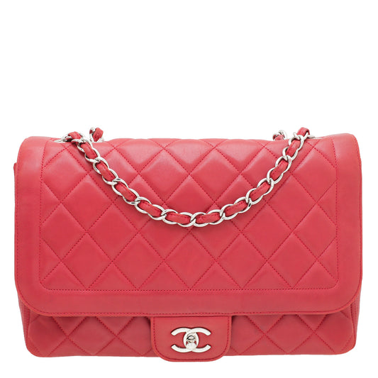 Chanel Red CC Border Flap Jumbo Bag