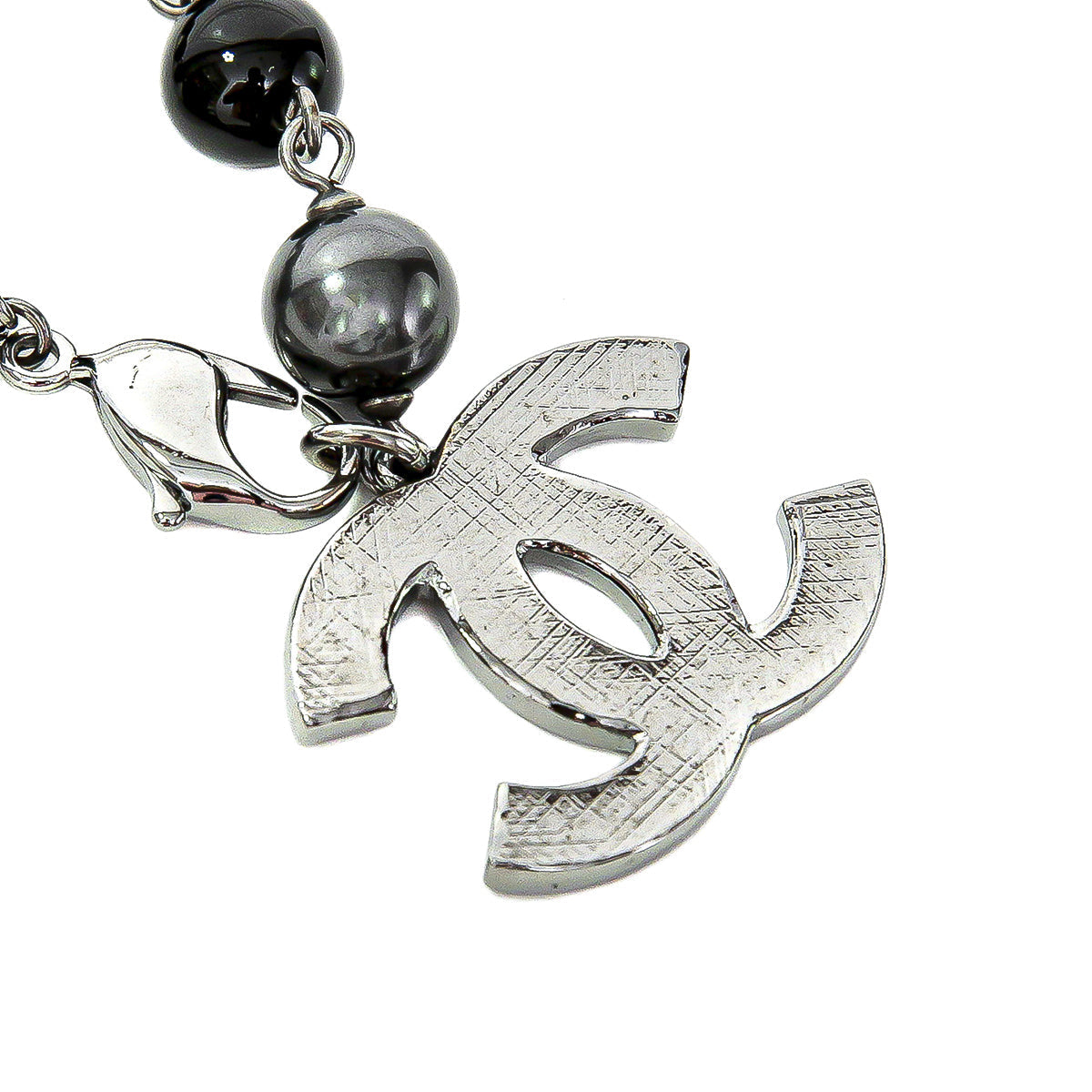 Chanel Black CC Faux Pearl Bracelet