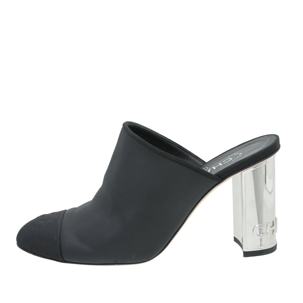 Chanel Black CC Cap Toe Mules 39