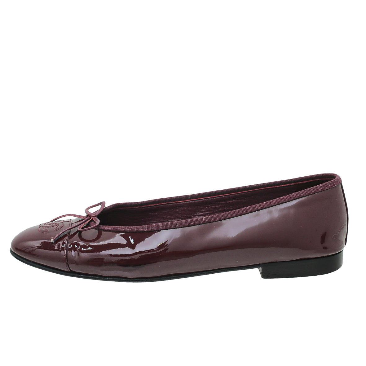 Chanel Burgundy CC Cap Toe Flat Ballerina 40