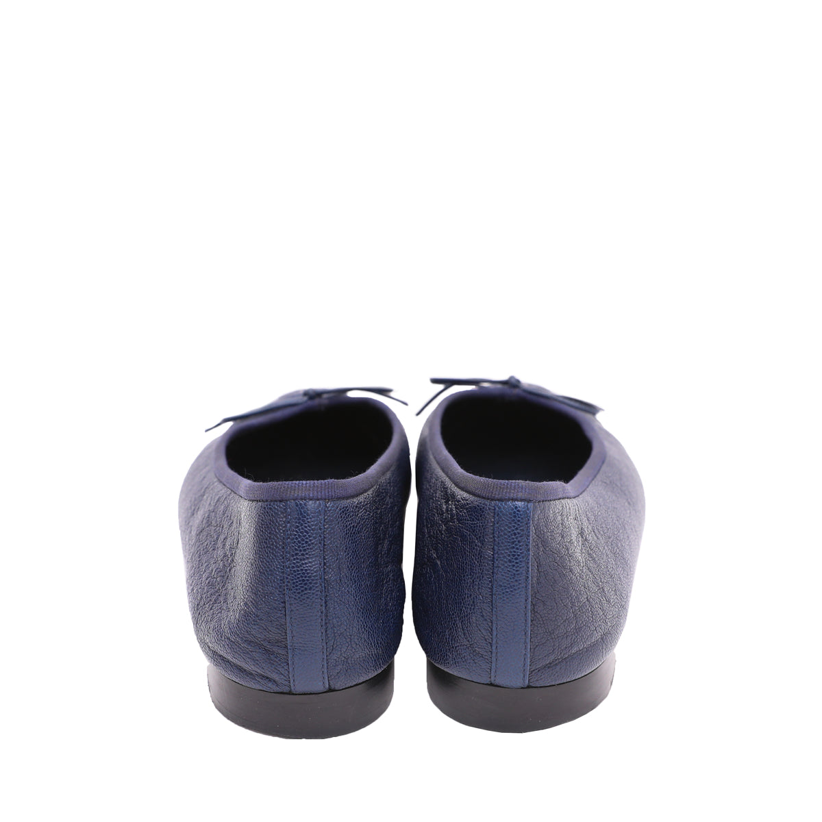 Chanel Navy Blue CC Cap Toe Bow Flat Ballerina 39