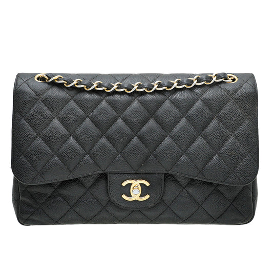 Chanel Black CC Classic Double Flap Jumbo Bag