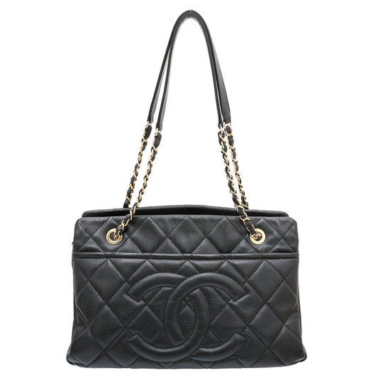 Chanel Black CC Timeless Soft Tote Shopping Bag