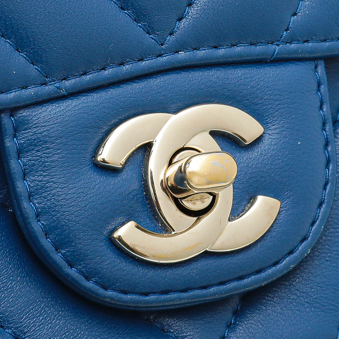 Chanel Blue CC Chevron Mini Square Flap Bag