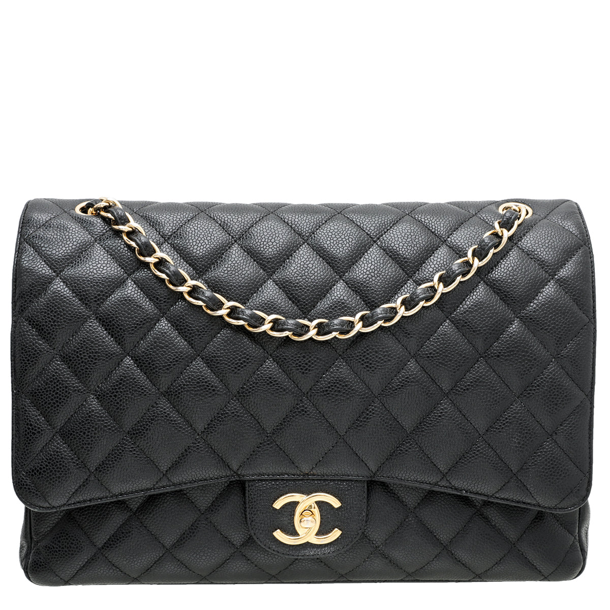 Chanel Black CC Classic Double Flap Maxi Bag