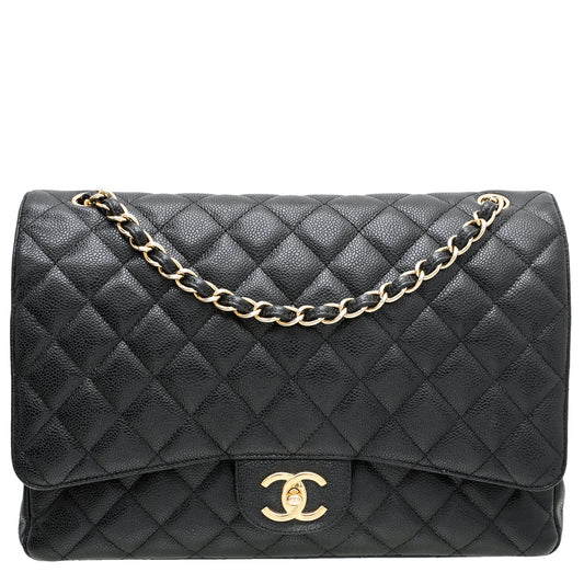 Chanel Black CC Classic Double Flap Maxi Bag