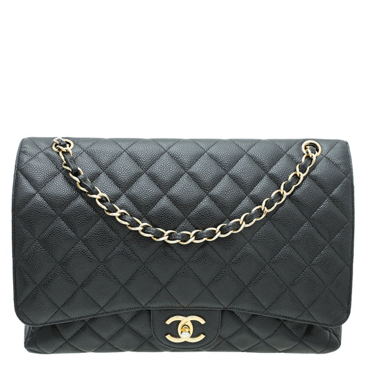 Chanel Black CC Classic Double Flap Maxi Bag