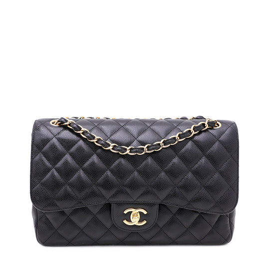 Chanel Black CC Classic Double Flap Jumbo Bag