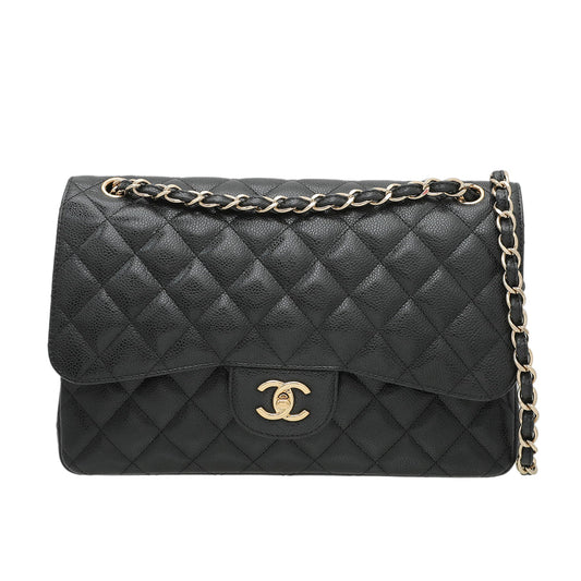 Chanel Black CC Classic Double Flap Jumbo Bag
