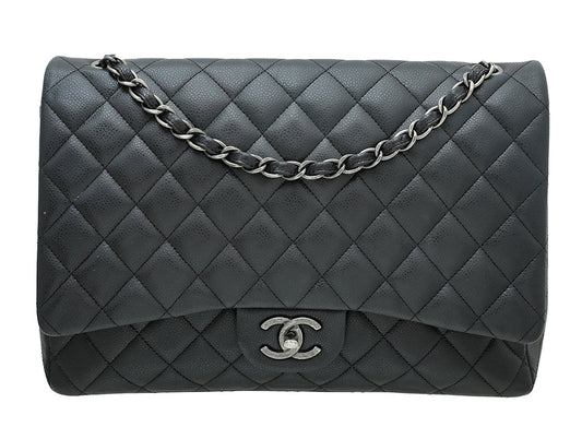 Chanel Black CC Classic Double Flap Maxi Bag