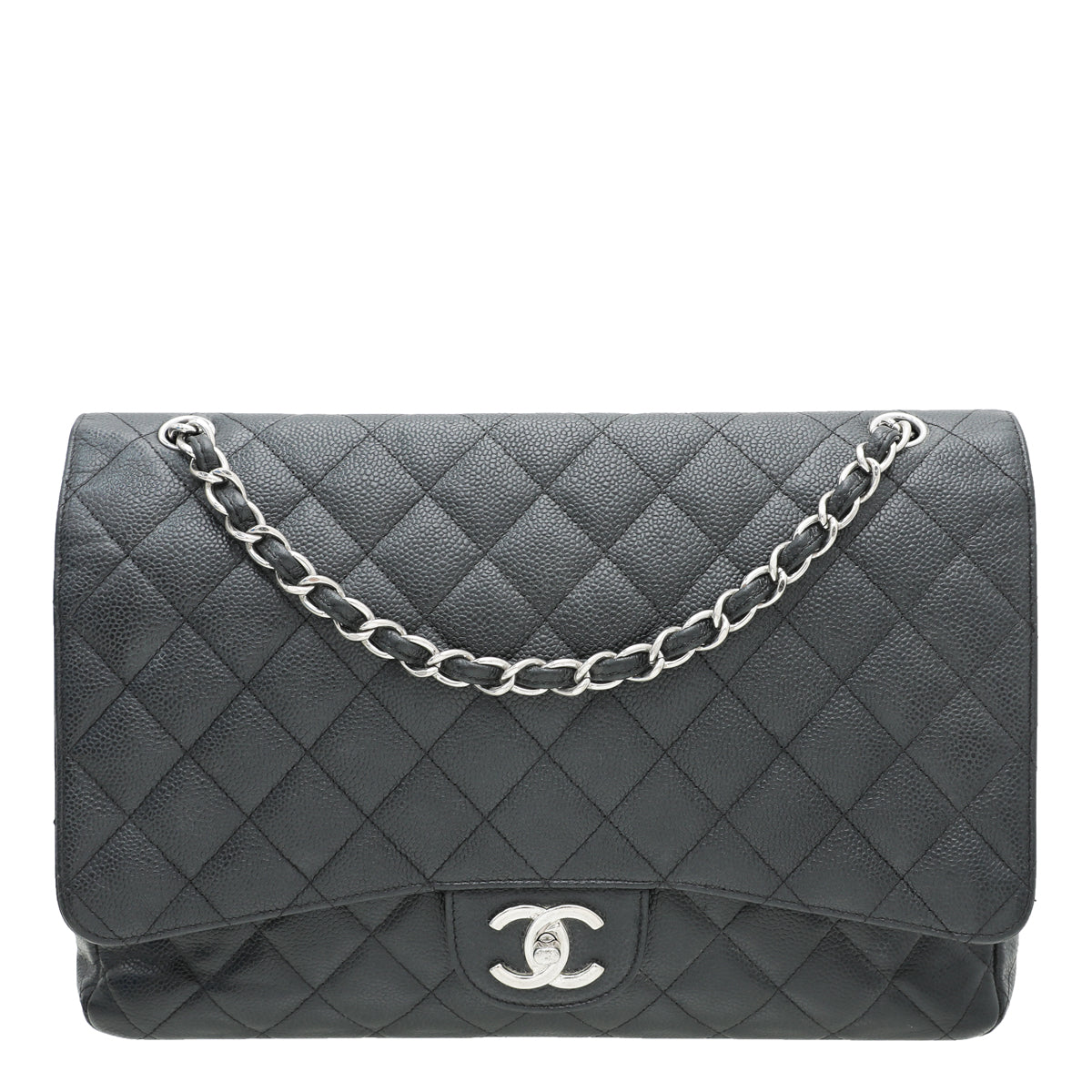 Chanel Black CC Classic Double Flap Maxi Bag