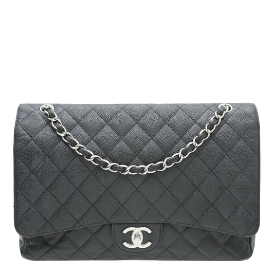 Chanel Black CC Classic Double Flap Maxi Bag
