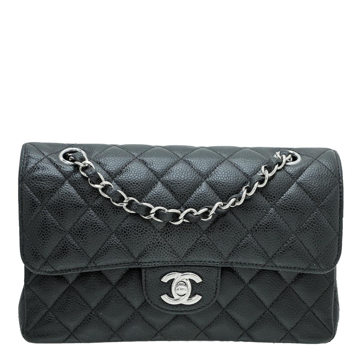 Chanel Black CC Classic Double Flap Medium Bag