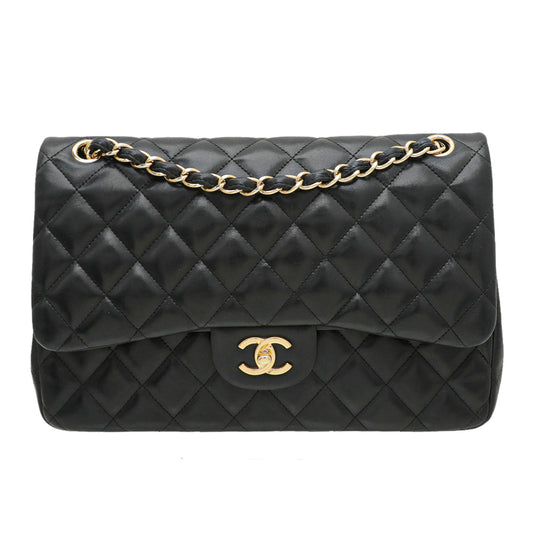 Chanel Black CC Classic Double Flap Jumbo Bag