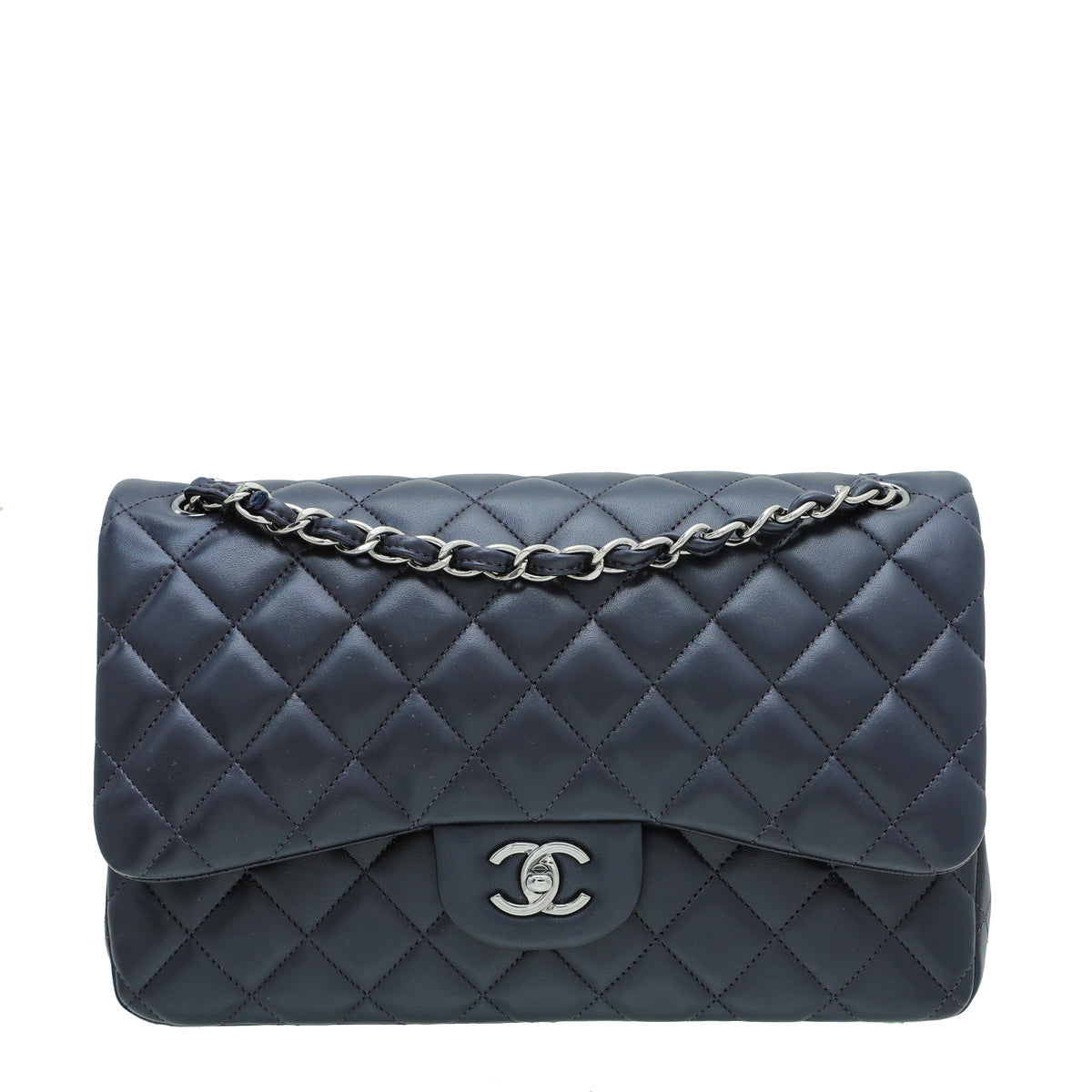 Chanel Indigo Blue CC Classic Double Flap Jumbo Bag