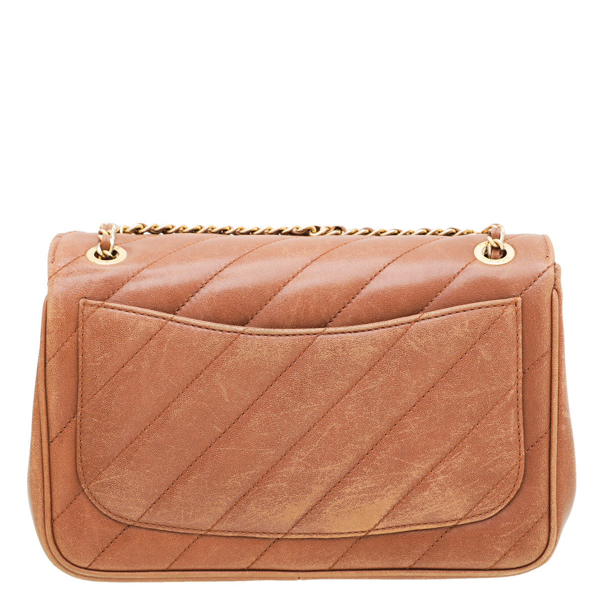Chanel Brown CC Covered Diagonal Flap Bag